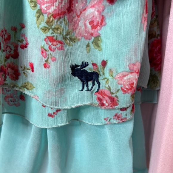 Abercrombie & Fitch Aqua Floral Ruffle Racerback Dress - Size Small - Picture 5 of 7